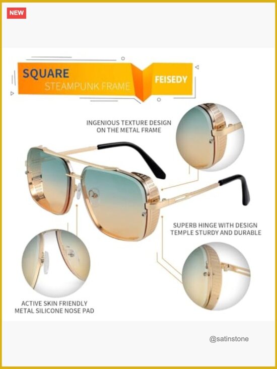 Metal Frame Polarized Sunglasses Vintage Square Aviator Driving Fishing main image 5